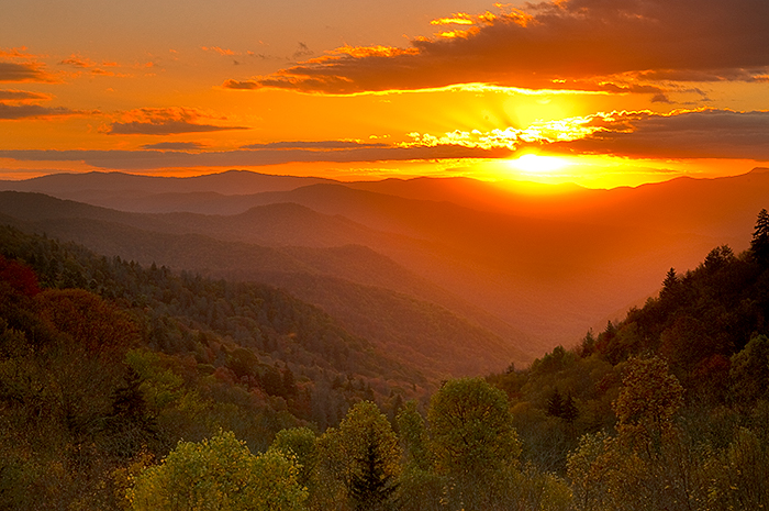 Sunrise Over Oconaluftee Valley Overlook