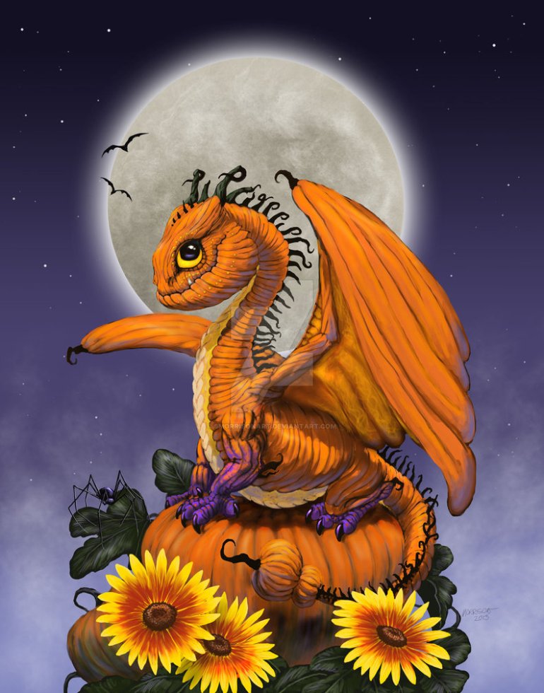 pumpkin_dragon_by_smorrisonart-d6zjd4w