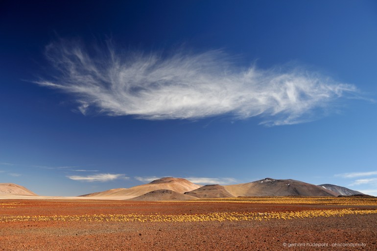 A single cloud over the high desert planes of Chile
